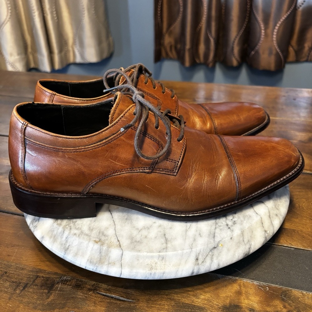 J. Murphy 59-11566 Novick Cap Toe Oxford Brown Leather Dress Shoes Mens US Sz 9M